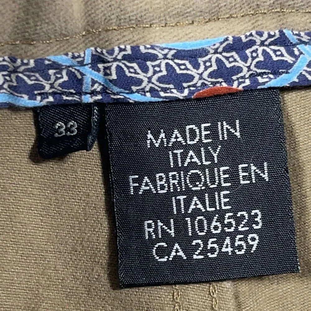 Ted Baker London Pants Men 33 Straight Tan Khaki Cotton Made In Italy Classic‎
